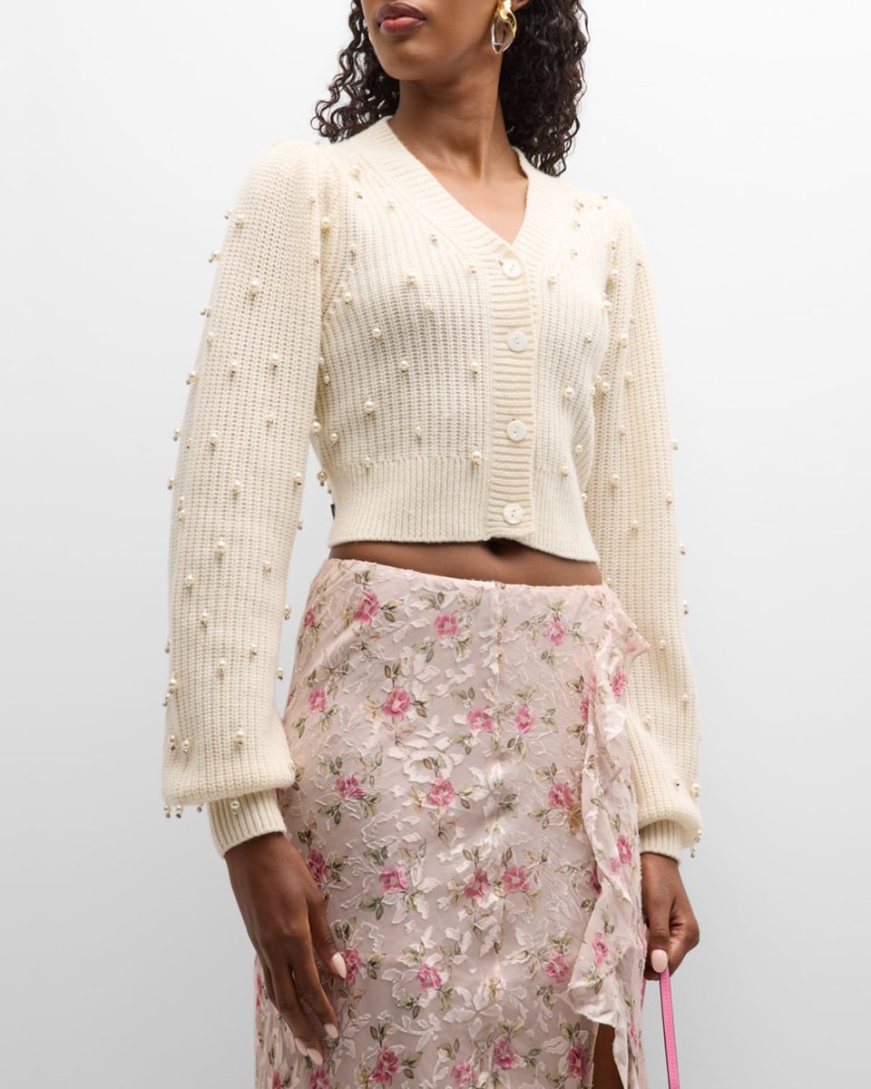Frances Wool Cashmere Beaded Crop Cardigan